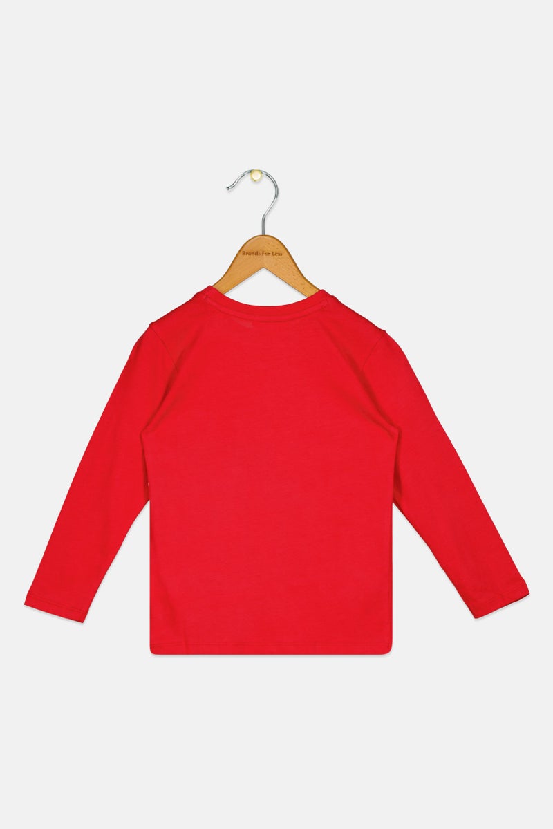 Hamleys Toddlers Boy Crew Neck Long Sleeve Graphic Print T-Shirt, Red - Image 2